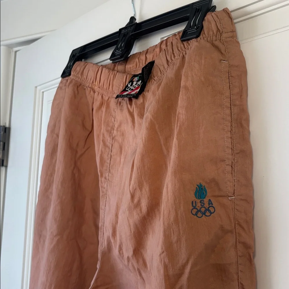 RARE VINTAGE USA Olympic team athletic pants Peach Track Medium - Picture 3 of 5
